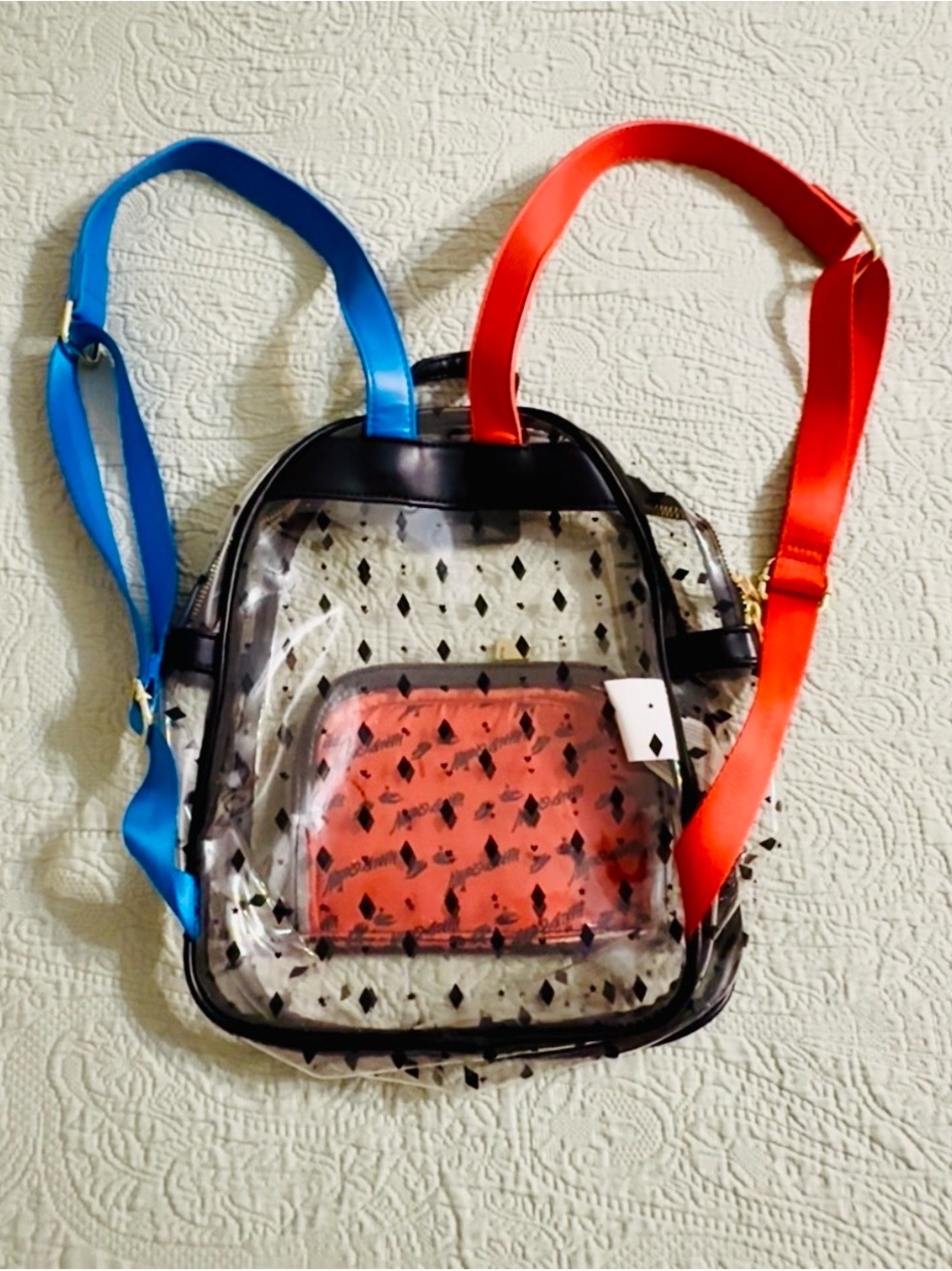 Loungefly DC/Birds of Prey/Harley Quinn clear backpack, slightly used. - Picture 6 of 10